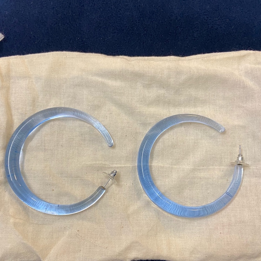 Blue lucite hoop earrings